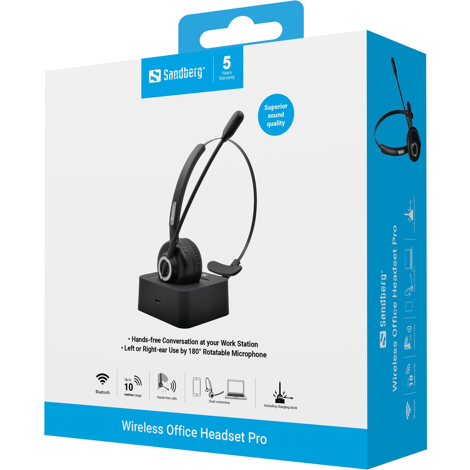 para que puedas tener las manos libres para usar el teclado o hacer otras tareas. Altavoces y micrófono de gran calidad para una comunicación dual totalmente clara. Se incluye una elegante base magnética para cuando no esté en uso. - Infortop