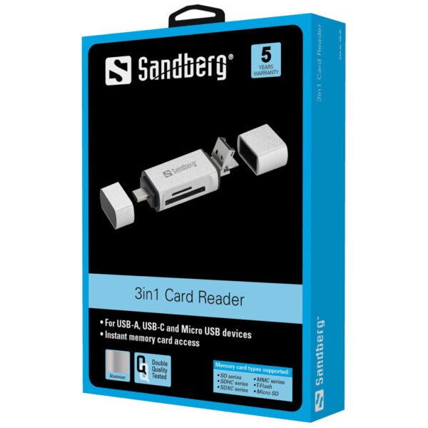 Sandberg Card Reader USB-C+USB+MicroUSB - Imagen 2