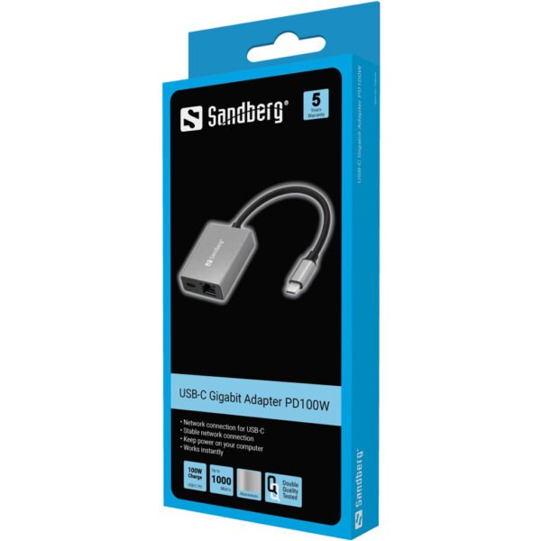 Sandberg USB-C Gigabit Adapter PD100W - Imagen 2