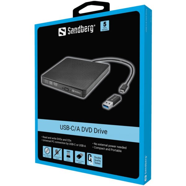 Sandberg USB-C/A DVD Drive - Imagen 2