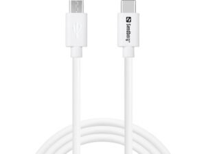 El Sandberg USB-C to MicroUSB Charge Cable te ofrece la solución perfecta cuando necesitas conectar el último cargador USB-C con dispositivos más antiguos que usan MicroUSB. Perfecto para el coche