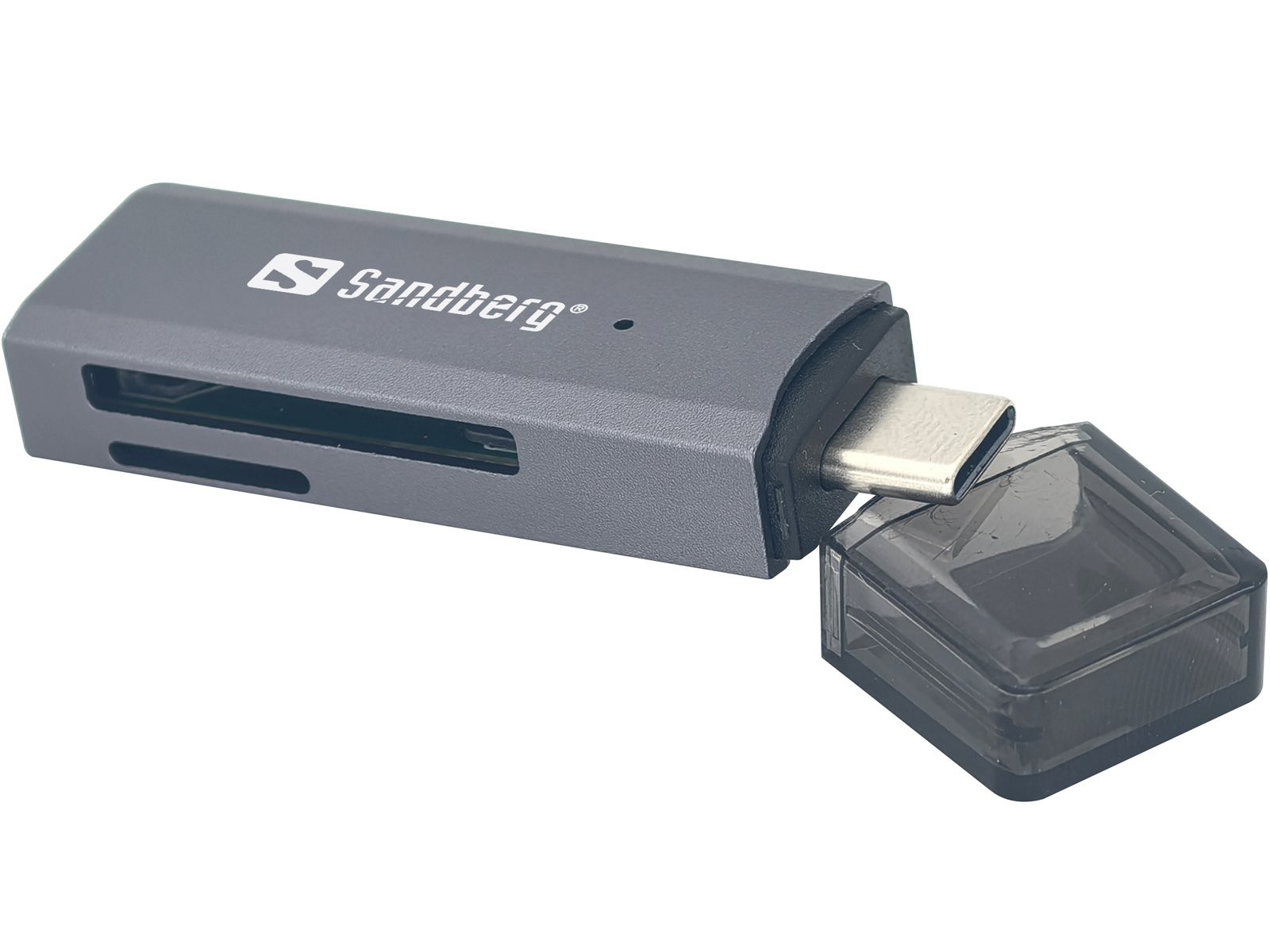 El Sandberg USB-C SD+microSD Card Reader te da acceso fácil a los datos almacenados en tarjetas de memoria SD y microSD a través de USB-C. Es ideal para la transferencia rápida y la copia de seguridad de fotos