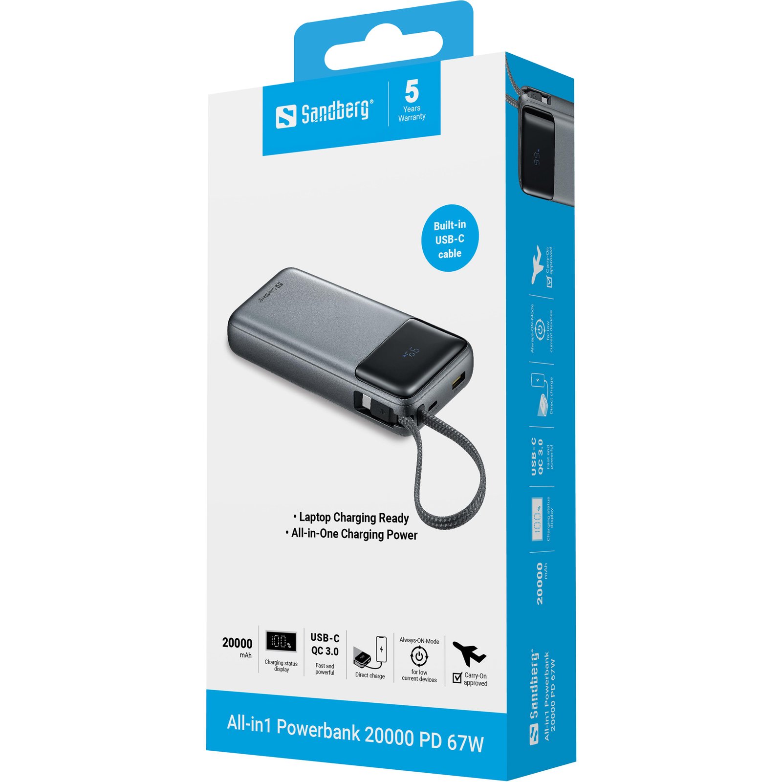 Sandberg All-in1 Powerbank 20000 PD 67W - Imagen 2