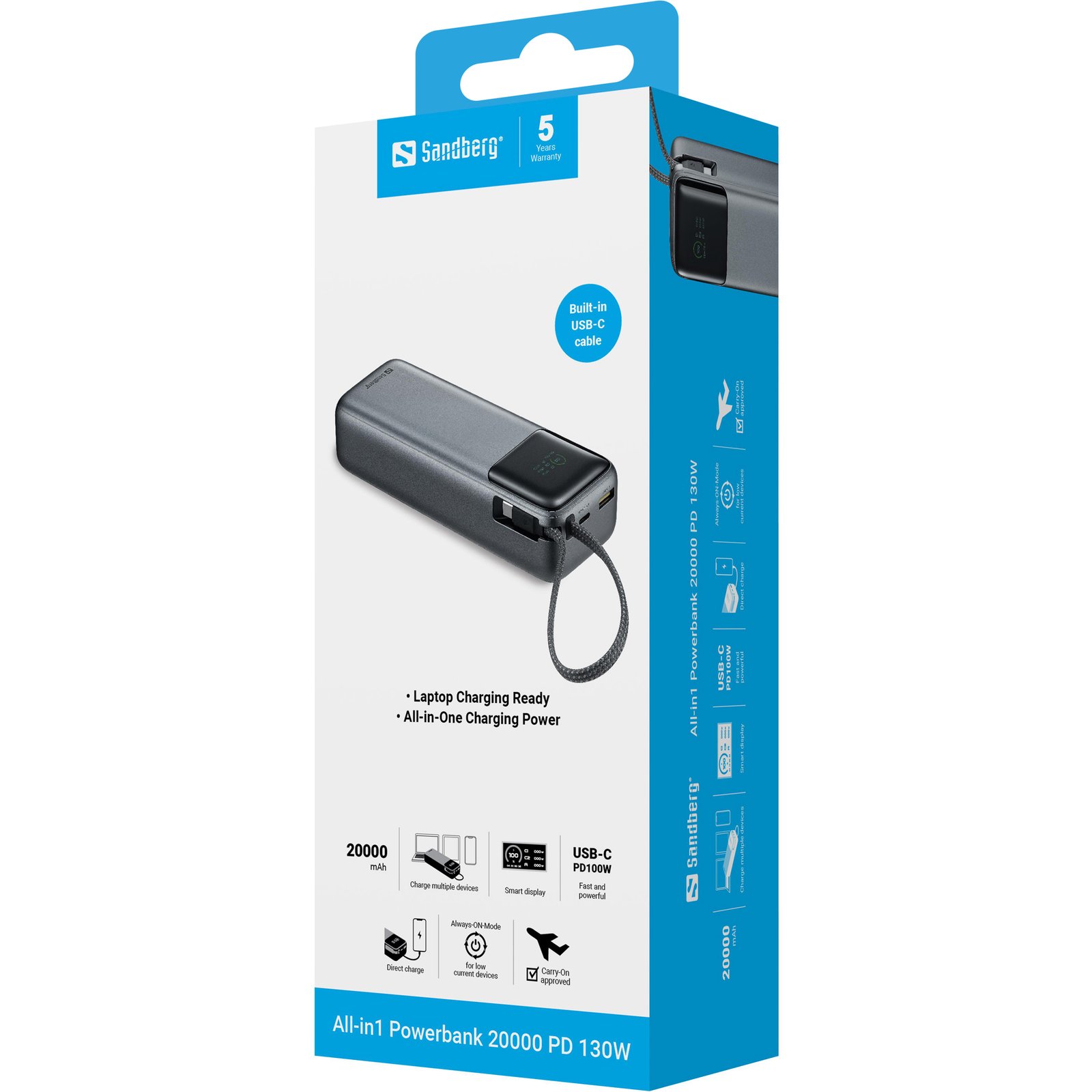 Sandberg All-in1 Powerbank 20000 PD 130W - Imagen 2