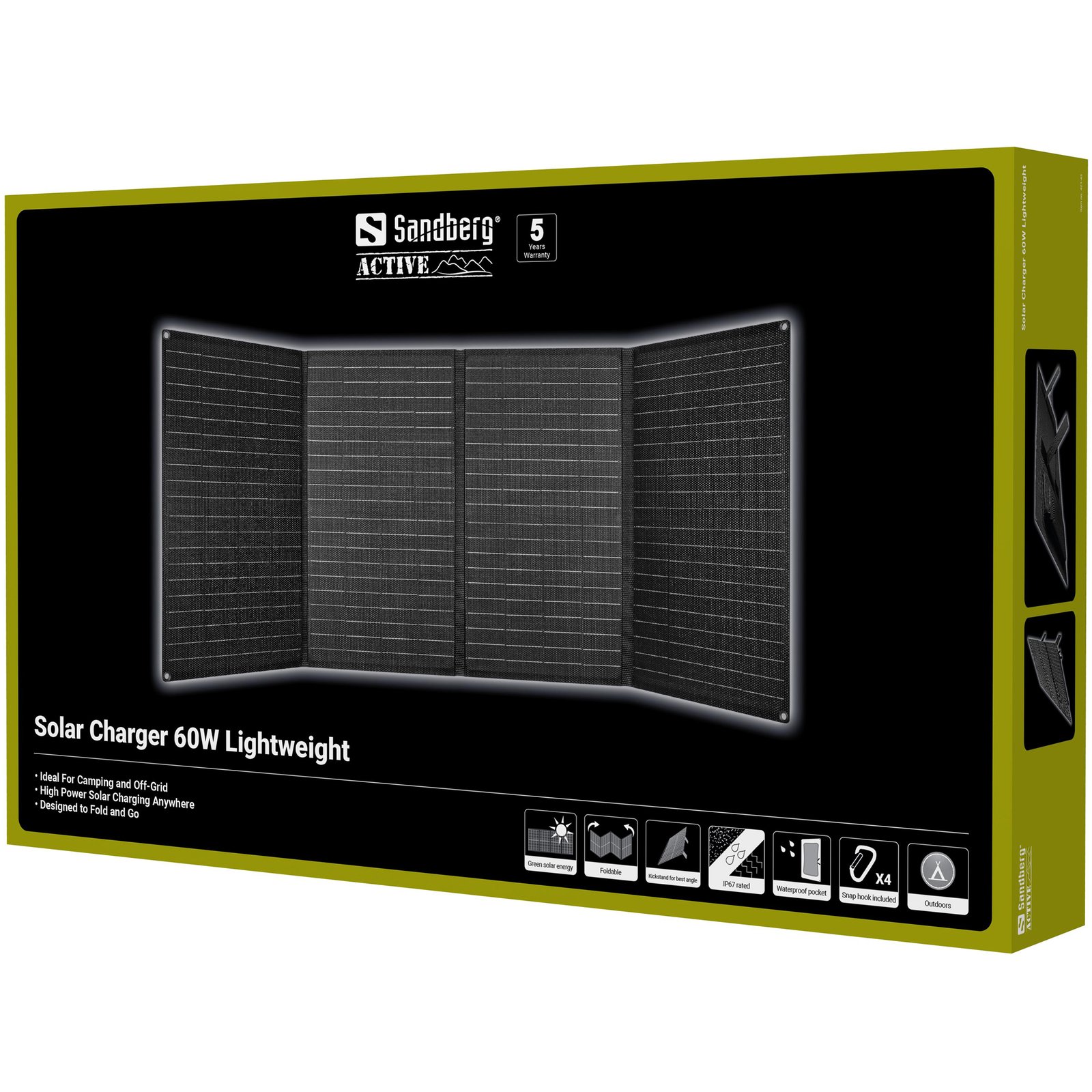 mientras que su alta potencia permite alimentar equipos más exigentes. Las células solares monocristalinas ofrecen hasta 60W y admiten carga a través de USB-A