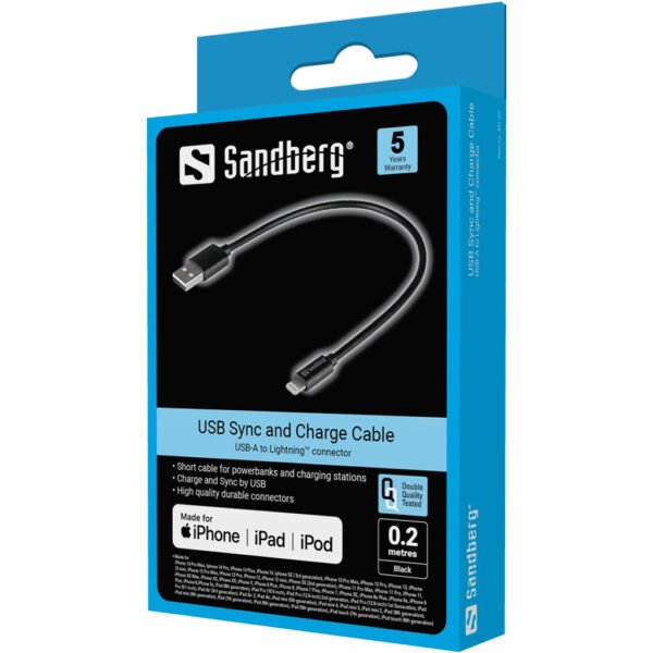 Sandberg USB>Lightning MFI 0.2m Black - Imagen 2
