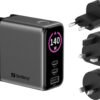 El Sandberg Travel Charger PD140W Display ofrece hasta 140W de potencia de carga y es adecuado incluso para portátiles potentes con alto consumo de energía. Puedes cargar tu portátil