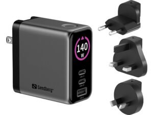 El Sandberg Travel Charger PD140W Display ofrece hasta 140W de potencia de carga y es adecuado incluso para portátiles potentes con alto consumo de energía. Puedes cargar tu portátil