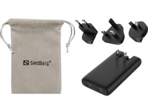 Sandberg 4in1 TravelCharger 65W Black es un cargador de viaje potente y ultra delgado con dos salidas USB-C PD. Ofrece hasta 65W