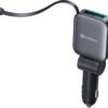 Sandberg Car Charger 3in1 72W FlexCable es tu compañero de carga rápida para hasta tres dispositivos al mismo tiempo directamente desde la toma de 12V o 24V del coche. El cable USB-C integrado de 75 cm se despliega fácilmente cuando lo necesitas y se retrae automáticamente después de su uso. El cable USB-C ofrece hasta 45W